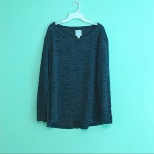 Navy Crisscross Sleeve Top